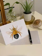 Load image into Gallery viewer, Australian native Blue Banded Bee - Amegilla cingulata card by Cheryl Hodges